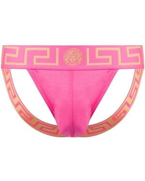 Versace Greek Key Low-rise Jock Strap - Pink