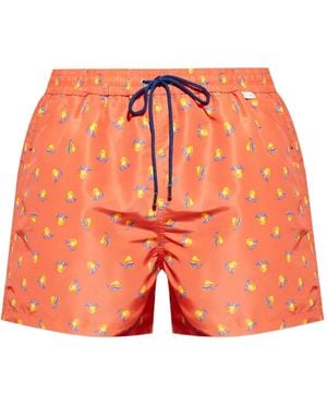 Paul Smith Badeshorts Mit Pfirsich-Print - Orange