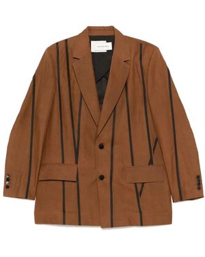 Feng Chen Wang Stripe-Detail Blazer - Brown
