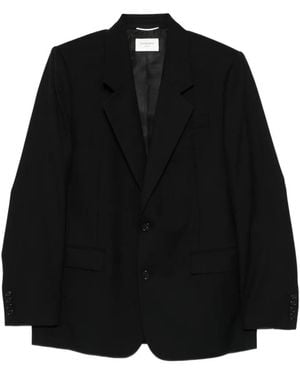 Saint Laurent Peak-Lapel Single-Breasted Blazer - Black