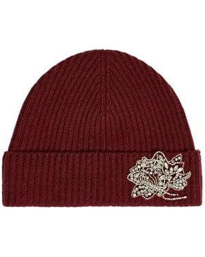 Erdem Crystal-Embellished Ribbed Beanie - Red