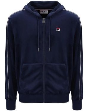 Fila Italo Velour-Piping Hoodie - Blue