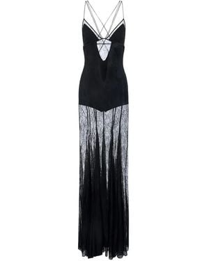 Elisabetta Franchi Floral Lace Maxi Dress - White