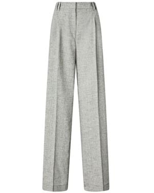 Pinko Brescello Slub Trousers With Pressed Pleat Detail - Grey
