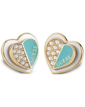 Guess Heart Drop Earrings - White
