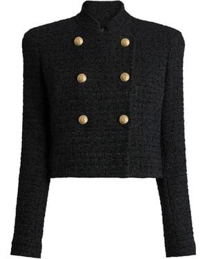 Balmain Tweed Officer Jacket - Black