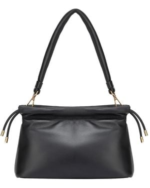 POTAMY Drawstring Leather Shoulder Bag - Black