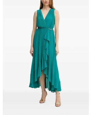 Morgan Pleated V-Neck Midi Dress - Green