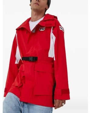 Fila Hooded Belted Jacket - Red