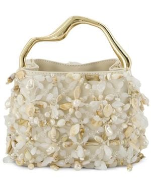 Cult Gaia Mini Solene Bead-Embellished Tote Bag - White