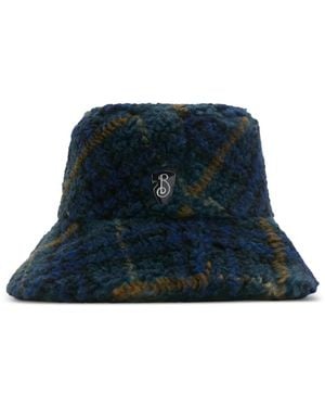 Burberry チェック バケットハット - ブルー