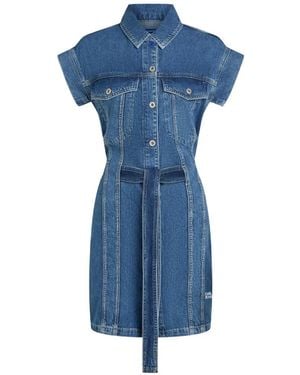 KARL LAGERFELD Belted Mini Dress - Blue
