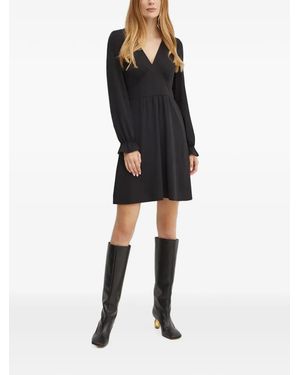 Morgan V-Neck Long-Sleeved Mini Dress - Black