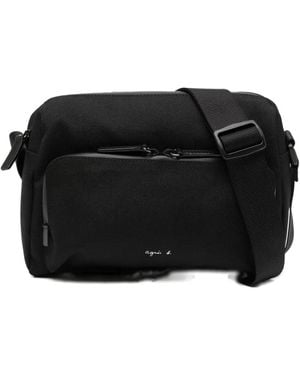 agnès b. Logo-Printed Shoulder Bag - Black