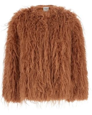 forte_forte Faux-Fur Textured Coat - Brown