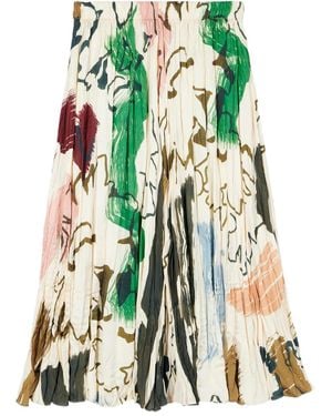 Paul Smith Pleated Print Skirt - Natural