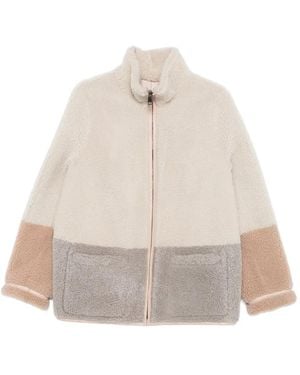 Simonetta Ravizza Sheepskin Colour-Block Coat - White