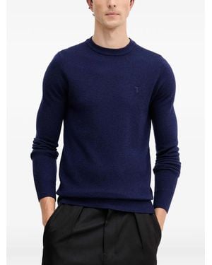Trussardi Textured Logo Jumper - Blue