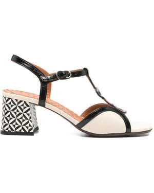 Chie Mihara T-Strap Patterned Sandals - Natural