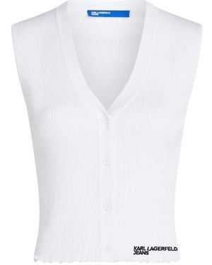 KARL LAGERFELD V-Neck Top - White