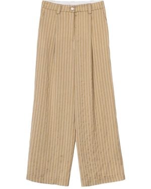 Alysi Pleated Striped Trousers - Natural