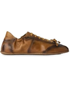 Abra Lace-Up Leather Sneakers - Brown