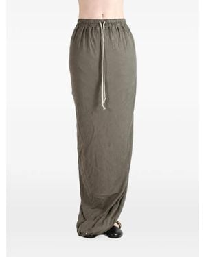 Rick Owens Drawstring-Waist Rear-Slit Maxi Skirt - Grey