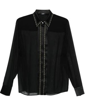 Versace Chemise Ample En Georgette De Soie À Ornements - Black