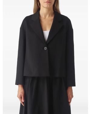 MEIMEIJ Single-Breasted Cropped Blazer - Black