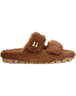 Miu Miu Shearling Sandals - Brown