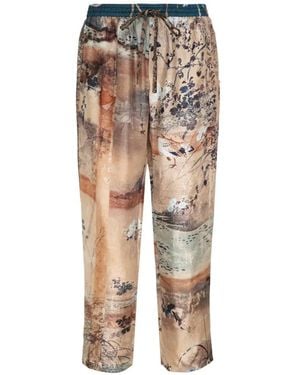 Pierre Louis Mascia Aloe Graphic-Print Trousers - Natural