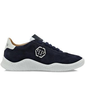 Philipp Plein Logo-Plaque Suede Trainers - Blue