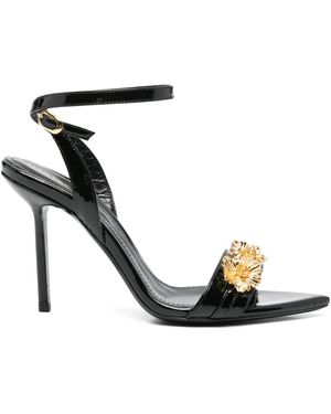 Ginissima X Moogu 100Mm Floral-Appliqué Heeled Sandals - Black