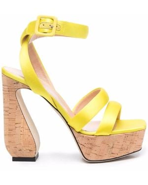 SI ROSSI Antonia Satin Sandals - Yellow