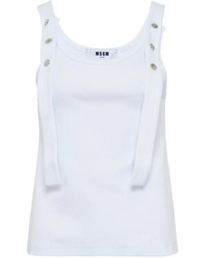 MSGM Button-Detail Tank Top - White