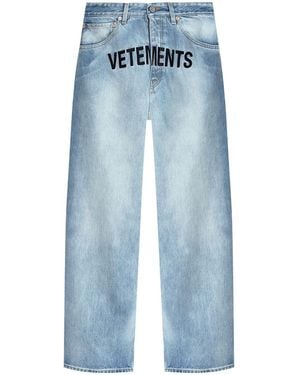 Vetements Logo-Embroidered Jeans - Blue