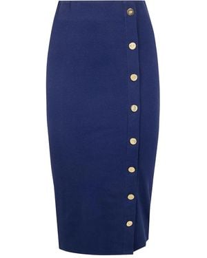 Ralph Lauren "Tarver" Mid Pencil Skirt - Blue