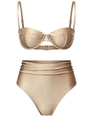 Jonathan Simkhai Metallic-Finish Underwired Bikini - White