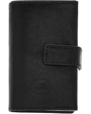 The Bridge Press-Stud Leather Cardholder - Black