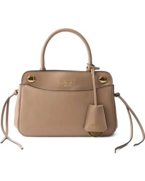 Prada Carry Mini Leather Handbag - Natural