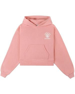 Sporty & Rich Logo-Print Long-Sleeve Hoodie - Pink