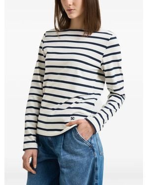 Semicouture Carmelita Striped Long-Sleeve Top - Blue