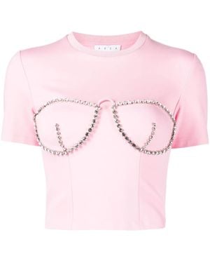 Area Crystal-Embellished Bustier-Cup T-Shirt - Pink