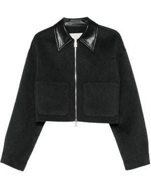 Nanushka Leather-Trimmed Zip-Up Jacket - Black