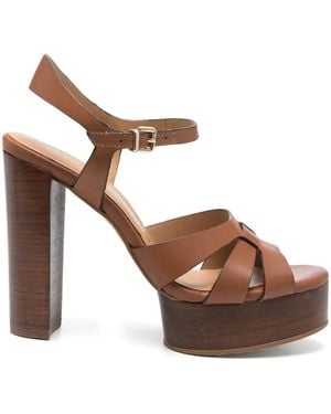 Pedro Miralles レザーサンダル 120mm - ブラウン