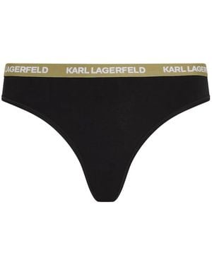 Karl Lagerfeld Logo-Waistband Thong - Black