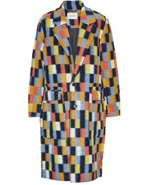 Henrik Vibskov Square-Motif Single-Breasted Coat - Blue