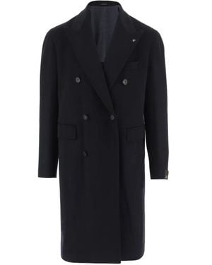 Tagliatore Double-Breasted Peak-Lapel Coat - Blue