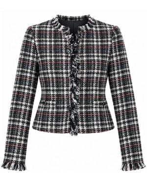 Twinset Checked Fringed Jacket - Black