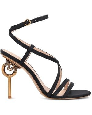 Pinko Strappy Sculptural Heeled Sandals - Black